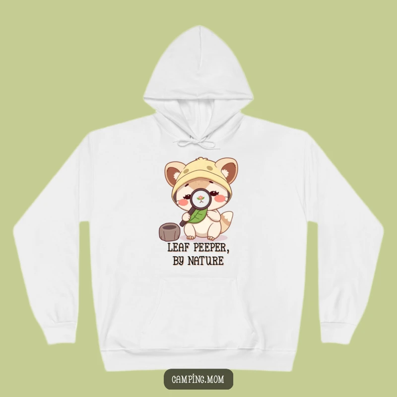 Cozy Funny Camping Mom Animal Magnifying Leaf Hoodie, Warm Outdoor Gift
