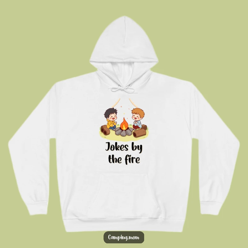 Funny Campfire Laugh Character Hoodie, Cozy & Humorous Wear for Storytelling Nights