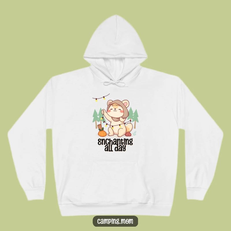 Funny Camping Mom Hoodie, Fairy Lights Glow, Cozy Decorator Gift for Her