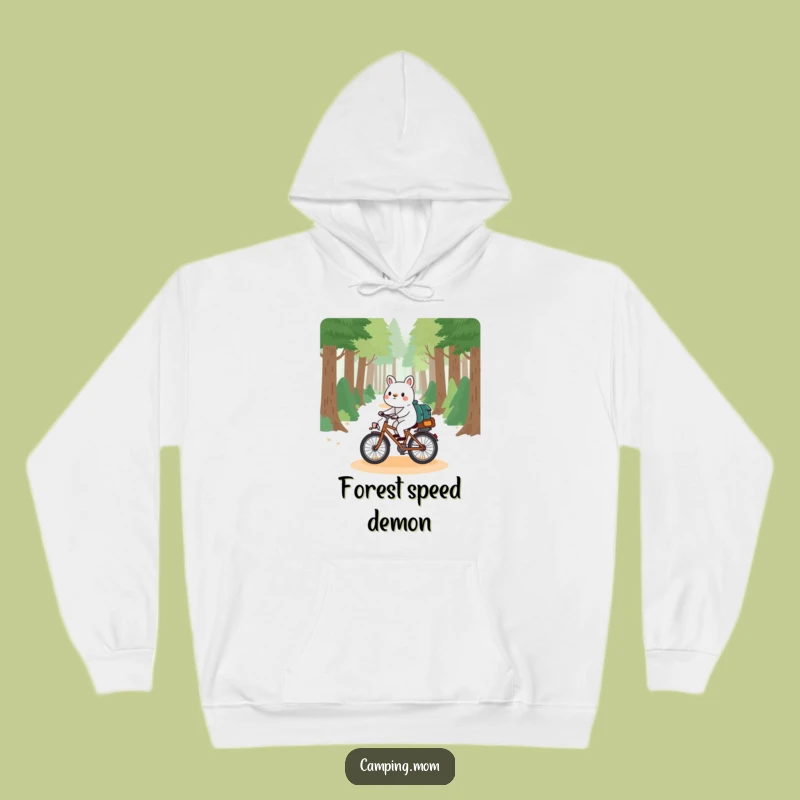 Funny Playful Animal Hoodie: Bicycle Forest Path Comfort!