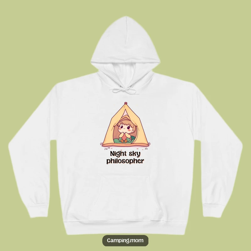 Cozy Funny Star Gazing Hoodie: Cute Camping Character Enjoying The Night Sky, The Ultimate Funny Gift.