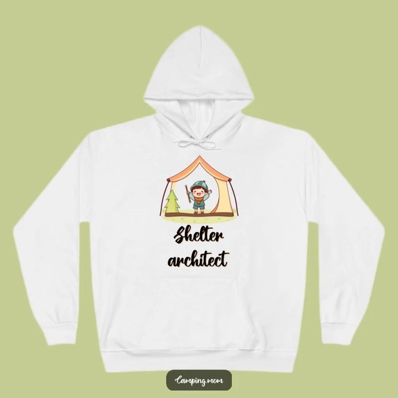 Cozy Funny Tent Setup Hoodie: Joyful Character & Big Poles, A Warm Funny Gift.