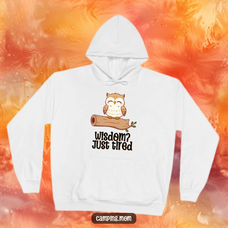 Funny hoodie displaying a contented owl with eyes closed, hooting blissfully on a log, offering ultimate comfort and humor.