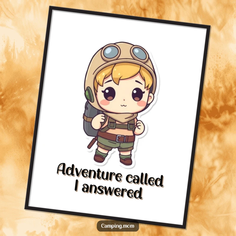 Funny Free Printable Wall Art: An explorer with a backpack is ready for adventure, sparking a sense of wanderlust.