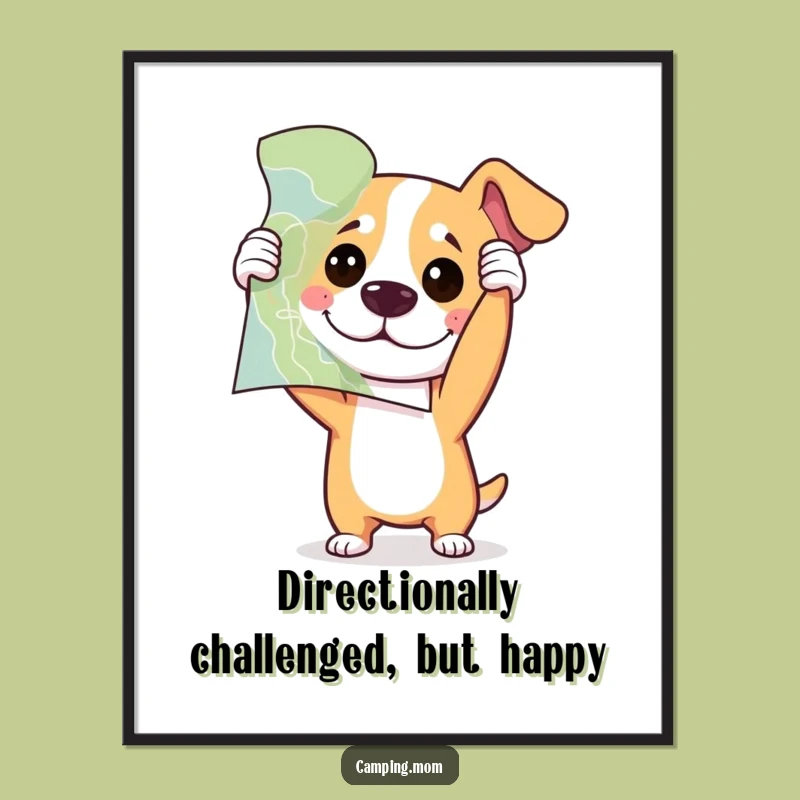 Funny Free Printable Wall Art: Dog's Upside Down Map Confusion