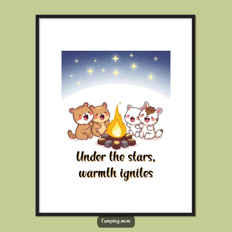 Free Printable Wall Art: Campfire Friends Under Stars Decor - Magical Downloadable Art Gift