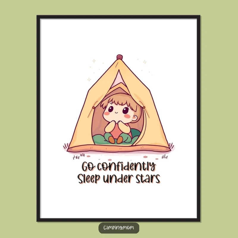 Free Printable Wall Art: Cute Camping Character Starry Night Wonder Funny Downloadable Decor