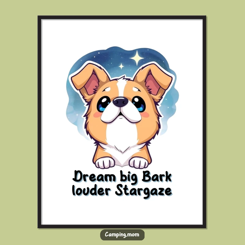 Free Printable Wall Art: Dog Gazing at Stars, Funny Downloadable Home Decor