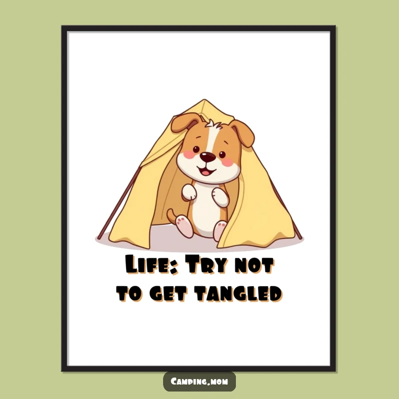 Free Printable Wall Art: Dog Tent Chaos, Funny Downloadable Home Decor