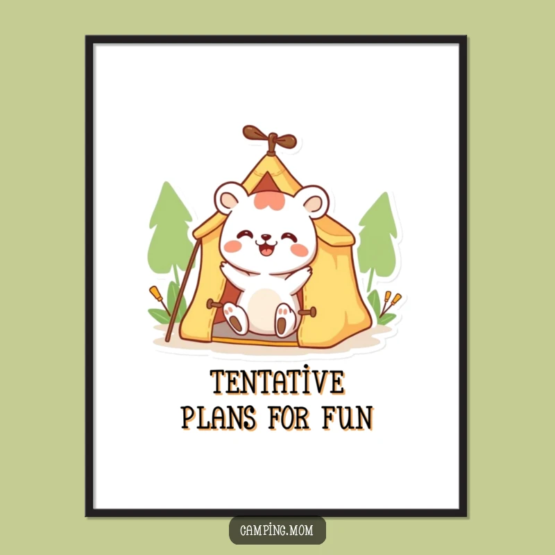 Free Printable Wall Art: Enthusiastic Animal Tent Setup - Funny Downloadable Art Gift