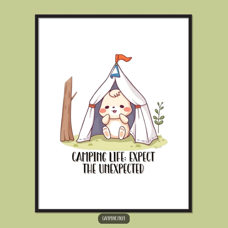 Free Printable Wall Art: Funny Camping Animal Tent Decor for a Humorous Downloadable Gift
