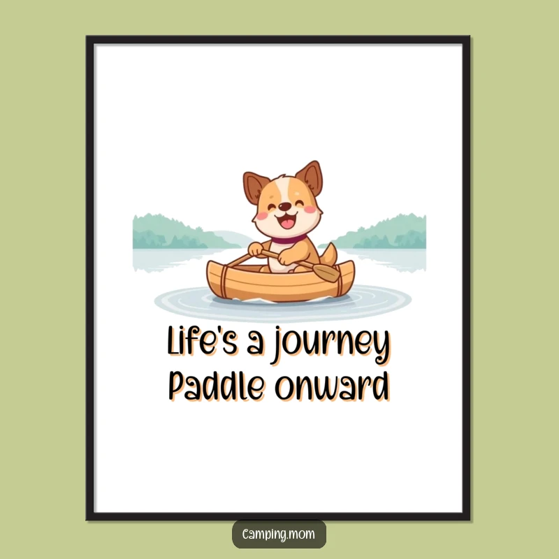 Free Printable Wall Art: Joyful Canoeing Dog, Fun Downloadable Home Decor