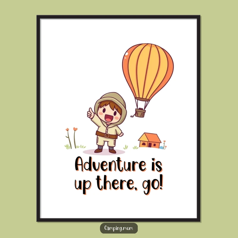 Free Printable Wall Art: Whimsical Camper Hot Air Balloon Sky Funny Decor