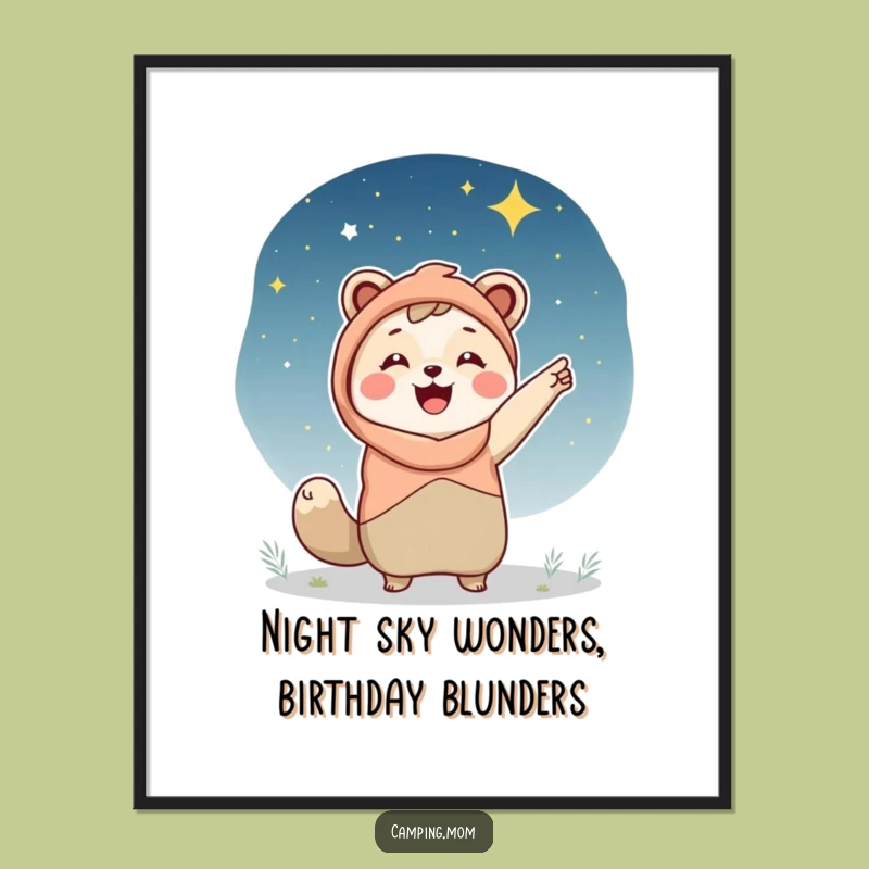 Funny Free Printable Wall Art: Camping Mom Animal Admiring Starry Night Sky