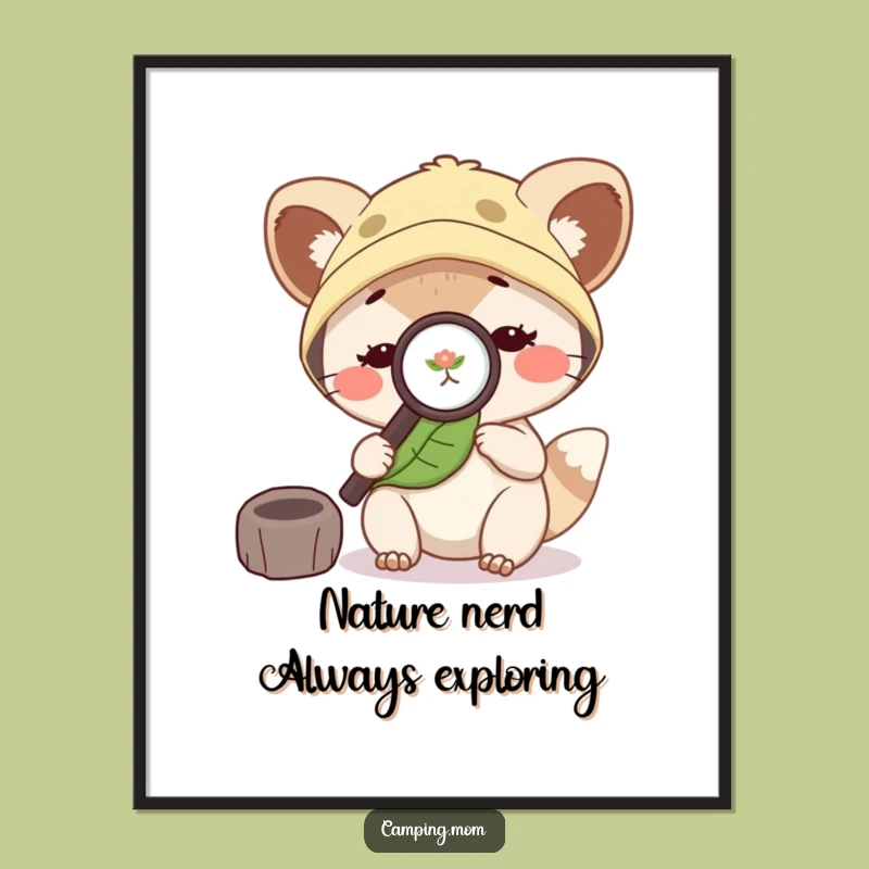 Funny Free Printable Wall Art: Camping Mom Animal Leaf Magnifier Decor