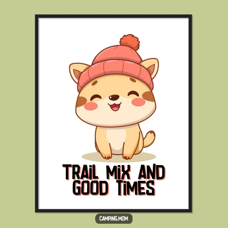 Funny Free Printable Wall Art: Happy Camping Animal Beanie Downloadable Decor