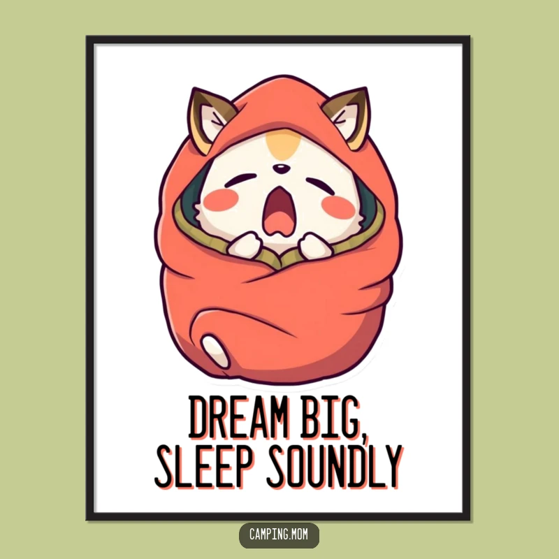 Funny Free Printable Wall Art: Yawning Animal Sleeping Bag Cozy Downloadable