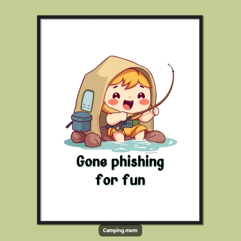 Funny Free Printable Wall Art: Kawaii Camper's Fishing Adventure!