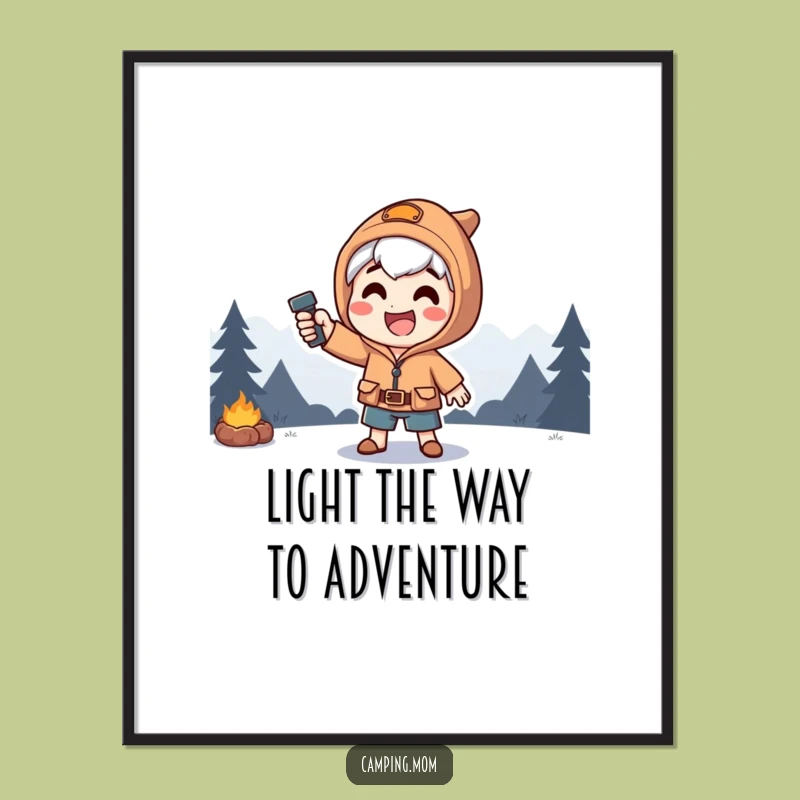Free Printable Wall Art: Dramatic Camper Flashlight Beam Adventure Funny Decor