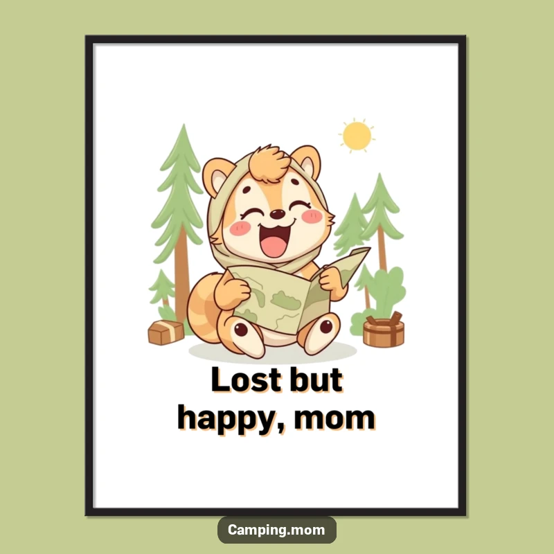 Free Printable Wall Art: Lost Camping Mom Map Laughs, Humorous DIY Decor