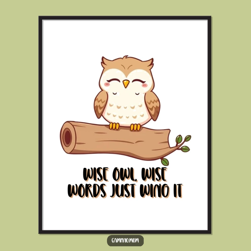 Free Printable Wall Art: Content Owl Hooting - Funny Woodland Animal Downloadable