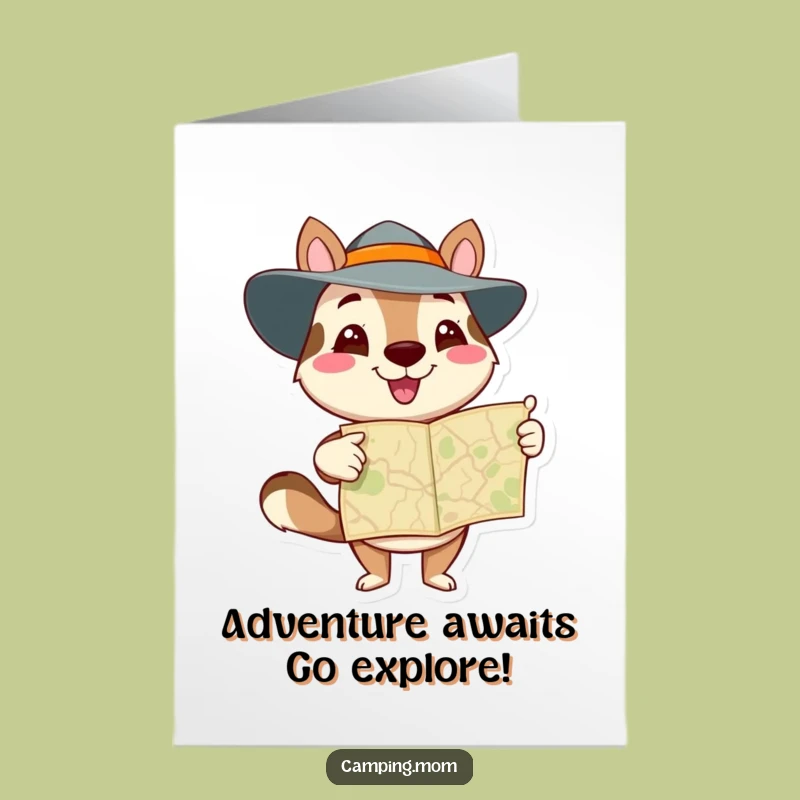 Free Printable Birthday Card: Funny Adventurous Animal Map Design for a Hilarious Downloadable Gift