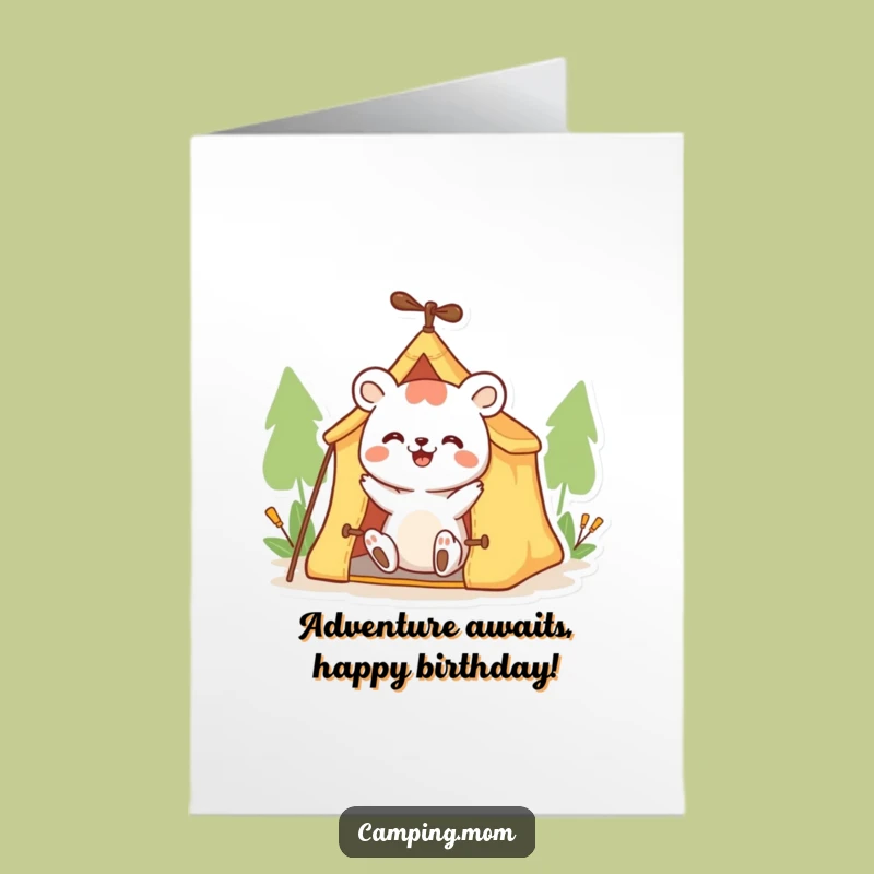 Free Printable Birthday Card: Enthusiastic Animal Setting Tent - Funny Downloadable Gift