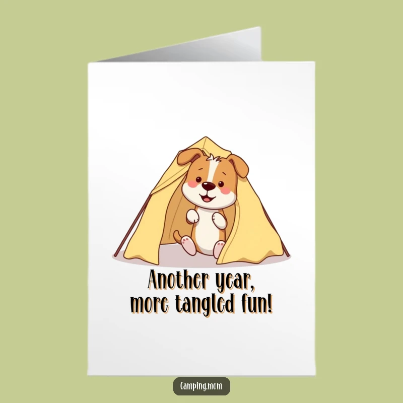 Free Printable Birthday Card: Dog Vs Tent Chaos, Hilarious Downloadable Greeting