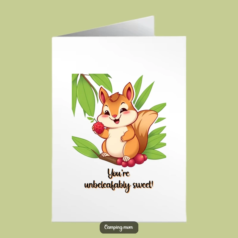 Free Printable Birthday Card: Chipmunk's Berry Sweet Wishes - Funny Downloadable