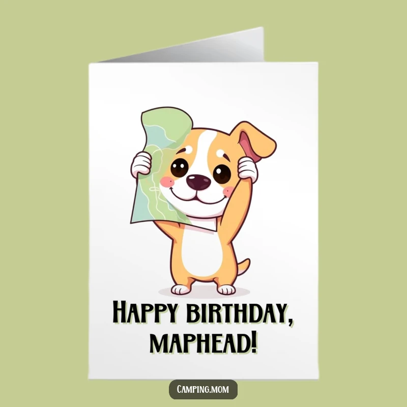 Free Printable Birthday Card: Confused Dog, Upside Down Map, Happy Birthday!