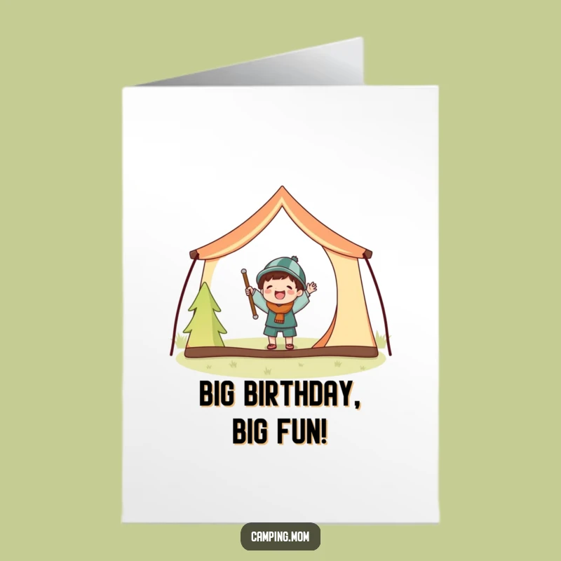 Free Printable Birthday Card: Funny Tent Setup Birthday Wishes Downloadable