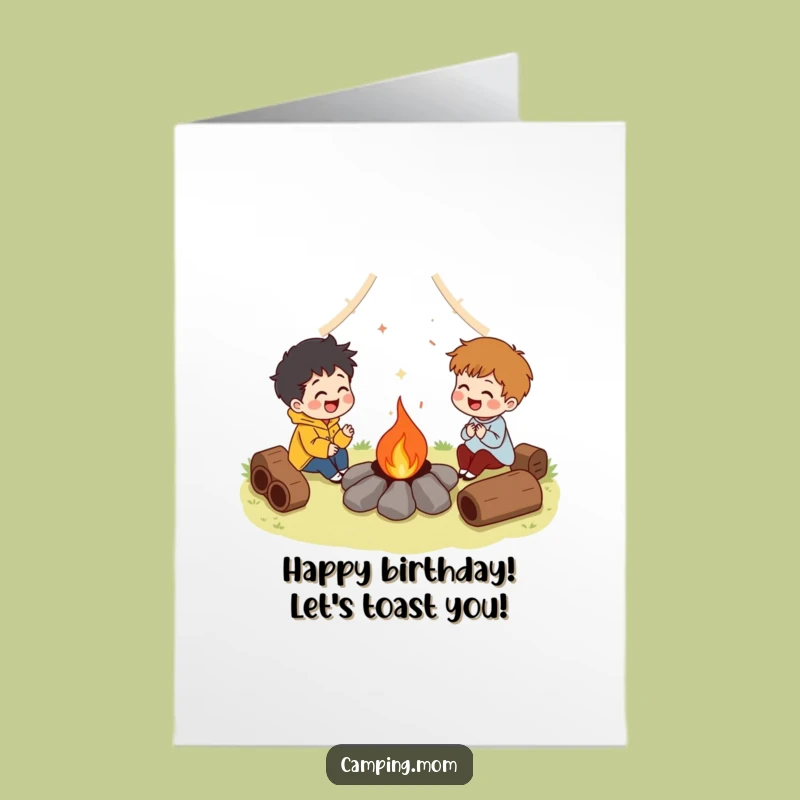 Free Printable Campfire Birthday Card: Funny Downloadable Gift for Warm Wishes