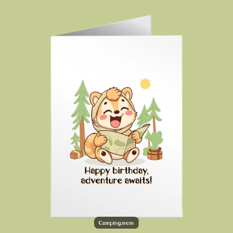 Free Printable Birthday Card: Lost Camping Mom Laughing, Funny DIY Downloadable Gift