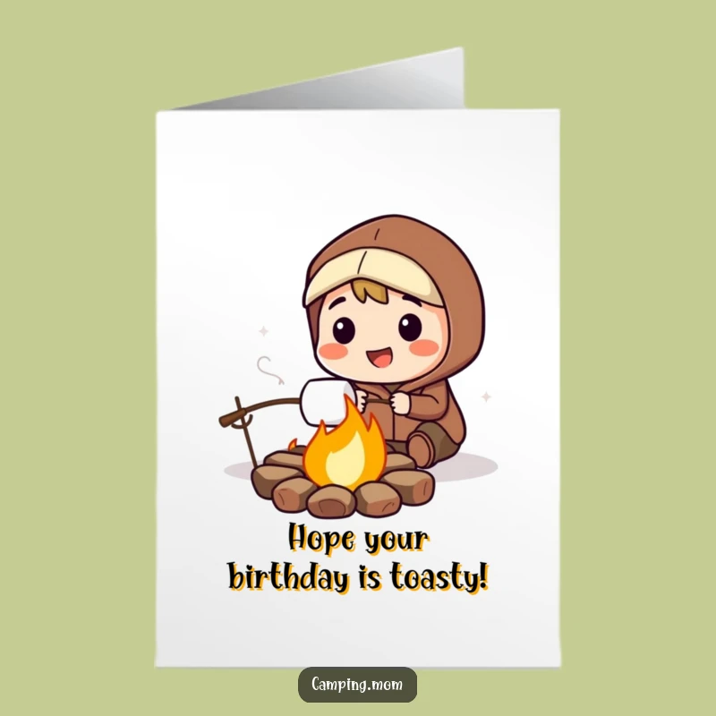 Free Printable Birthday Card: Roasting Marshmallow Camper Birthday Fun Funny