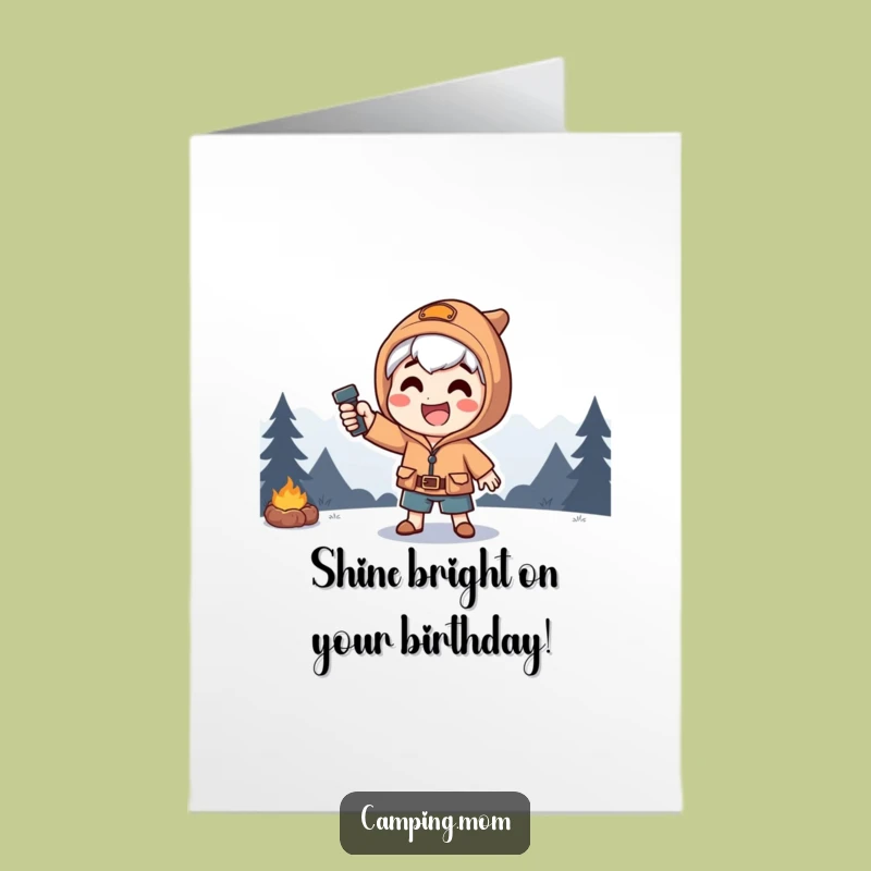 Free Printable Birthday Card: Dramatic Camper Flashlight Birthday Surprise Funny