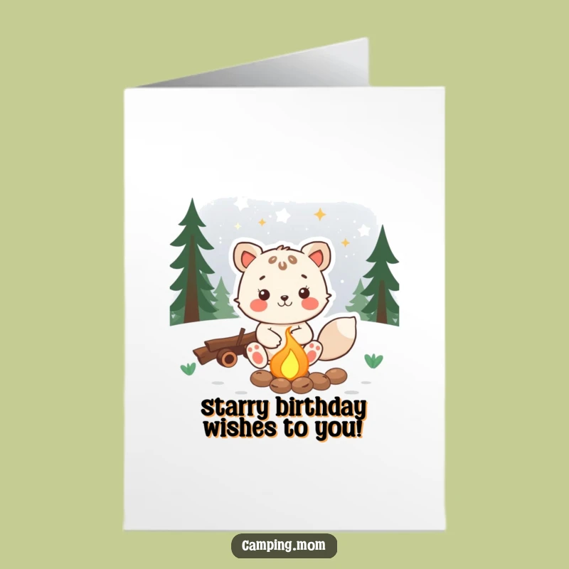 Free Printable Birthday Card: Animal At Campfire - Funny Downloadable Starry Night Gift