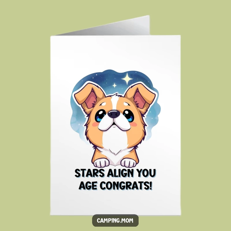 Free Printable Birthday Card: Dog Wishing on Stars, Hilarious Downloadable Greeting