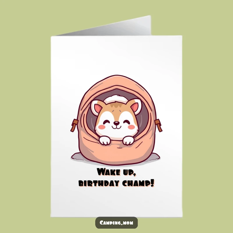 Free Printable Birthday Card: Cheerful Camper Wakes Up to Fun!