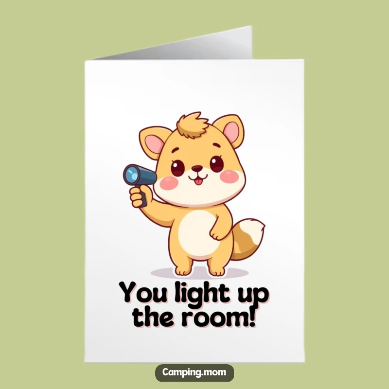 Free Printable Congrats Card: Animal With Flashlight - Funny Downloadable Gift for Success