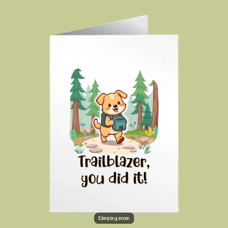 Free Printable Congrats Card: Backpack Dog's Trail Achievement Celebration