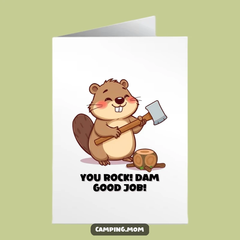 Free Printable Congrats Card: Beaver's Chopping Spirit - Funny Downloadable