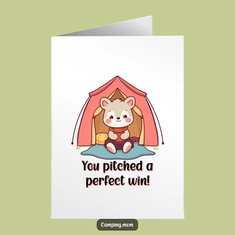 Free Printable Congrats Card: Camping Mom Animal - Successful Tent Pitch Downloadable Message!