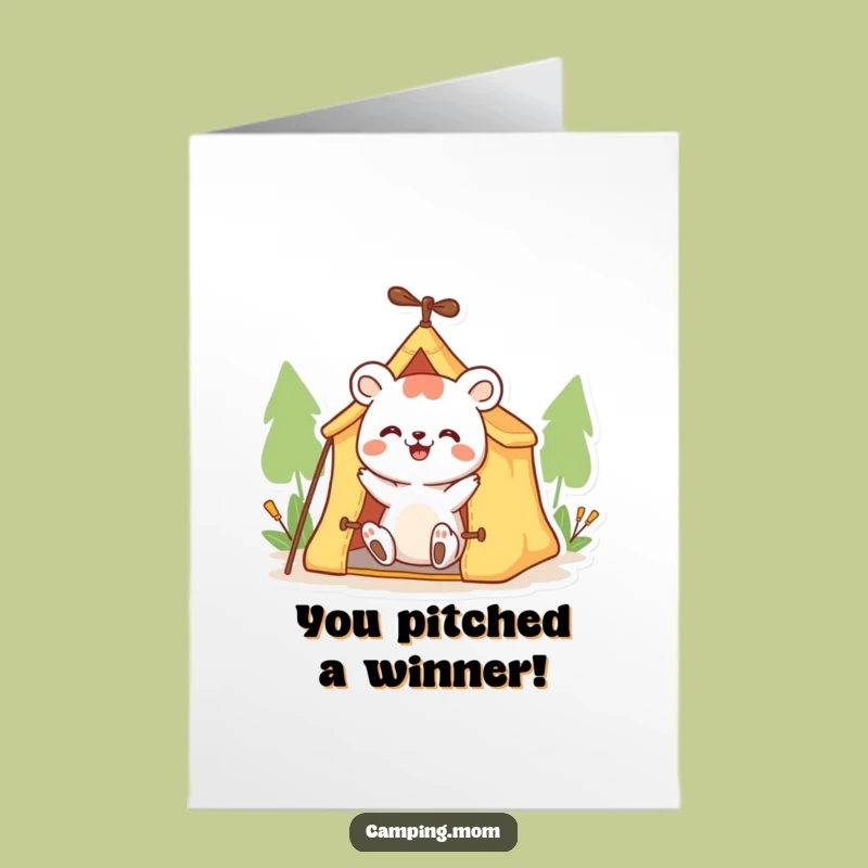 Free Printable Congrats Card: Eager Animal Tent Setup - Funny Downloadable Gift