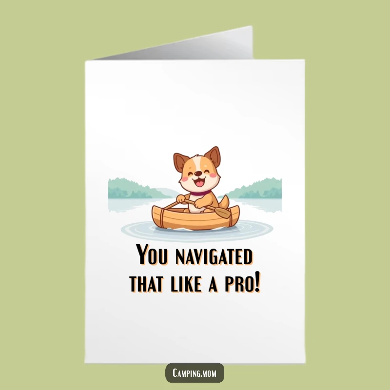 Free Printable Congrats Card: Paddling Dog Success, Funny Downloadable Achievement