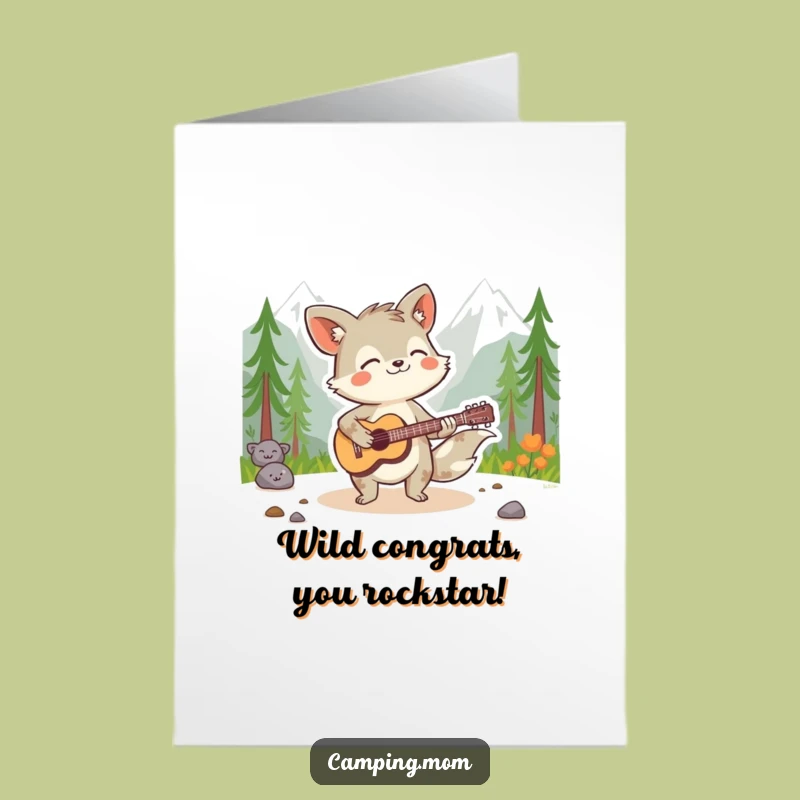 Free Printable Congrats Card: Wild Guitar Animal, Stage Presence, Downloadable Gift
