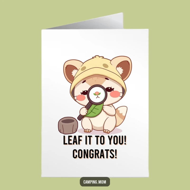 Free Printable Congratulations Card: Camping Mom Animal's Leaf Discovery & Joy