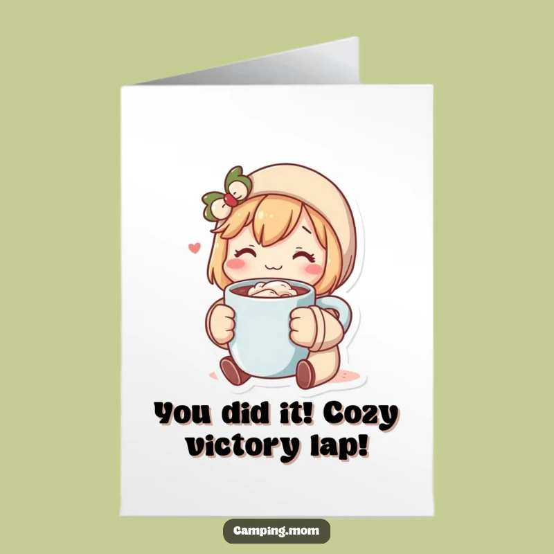 Free Printable Cozy Cocoa Congratulations Card: Funny Downloadable Gift for Any Achievement