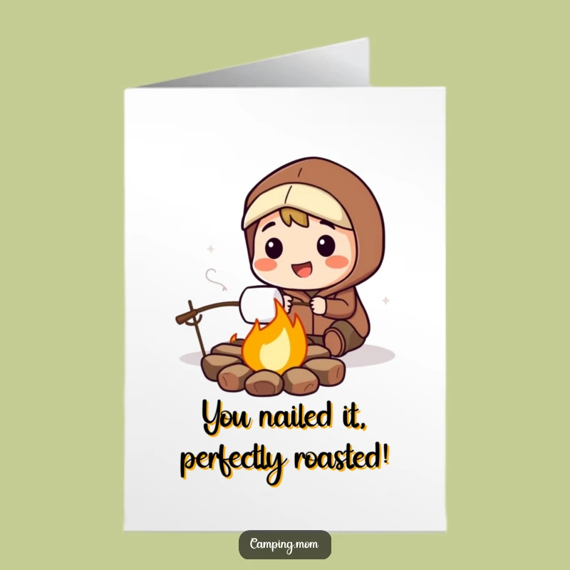 Free Printable Congrats Card: Campfire Marshmallow Roast Celebration Funny