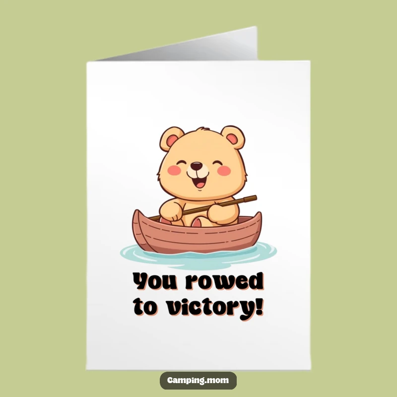 Free Printable Congrats Card: Mama Bear's Joyful Canoe Ride Success!
