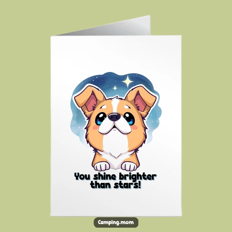 Free Printable Congrats Card: Dog Reaching for Stars, Funny Downloadable Achievement